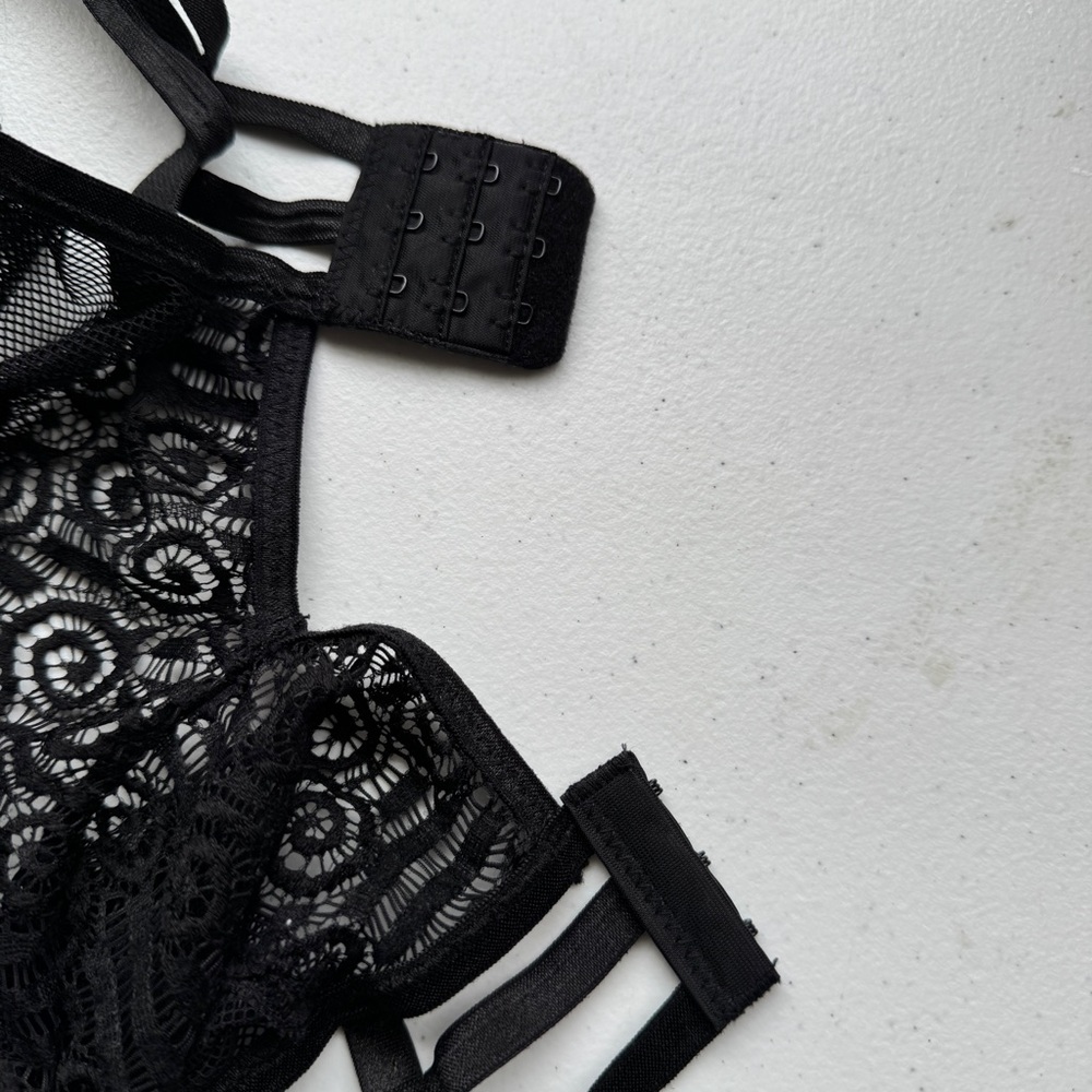 Seven Til Midnight Lingerie Babydoll Women's Size 1X/2X Black Lace Sexy Romantic - Picture 11 of 12